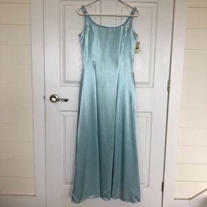 Gunne Sax Jessica McClintock vintage satin maxi dress deadstock icy blue